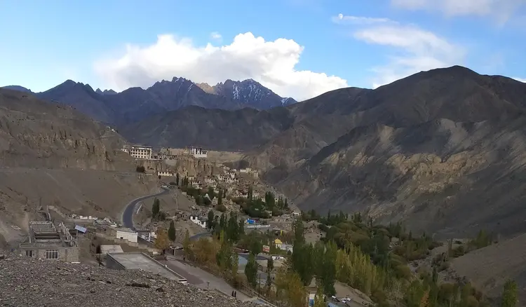 Lamayuru village and monastery nestled in high mountains